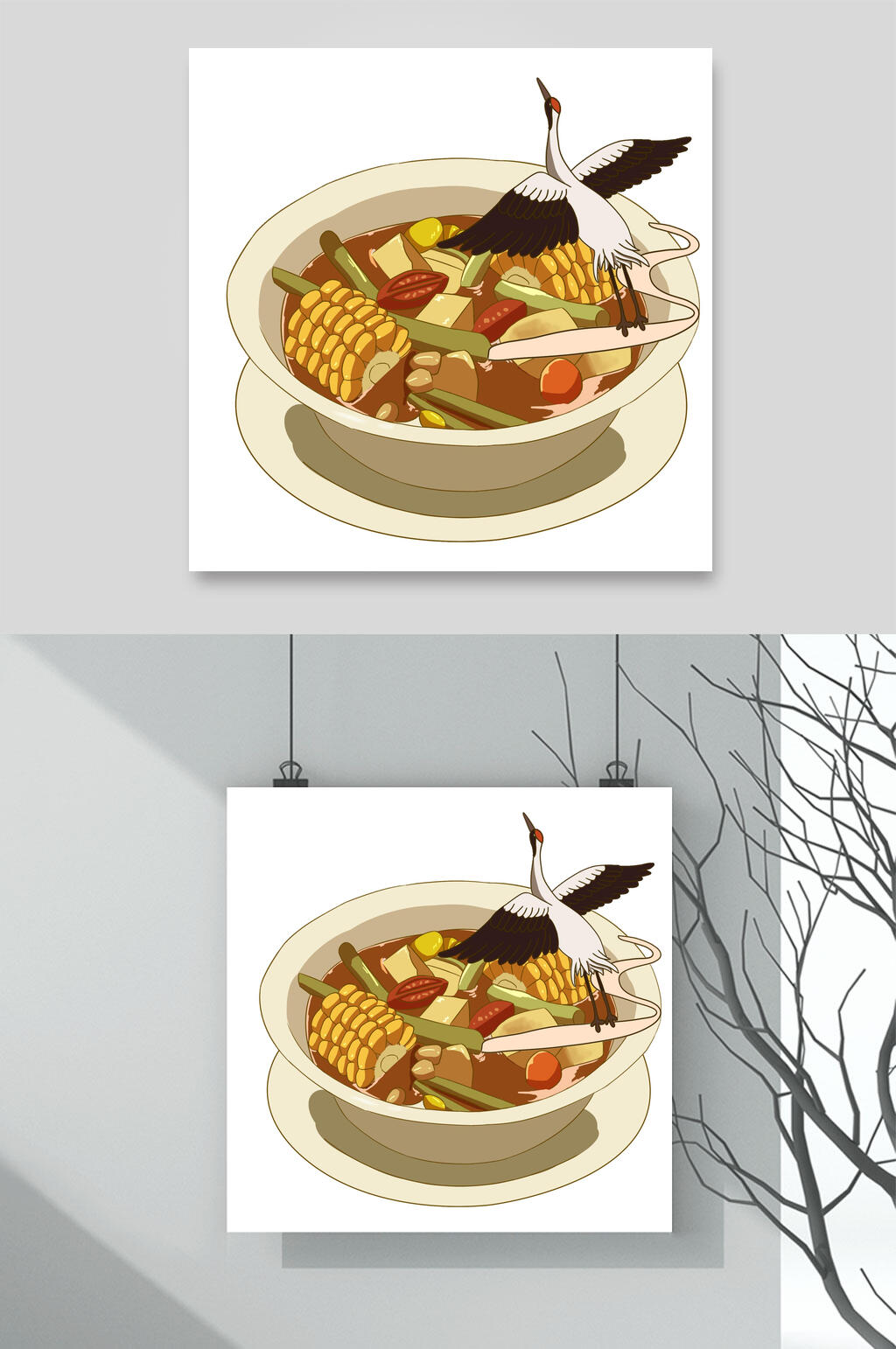 麻辣烫美食插画素材素材