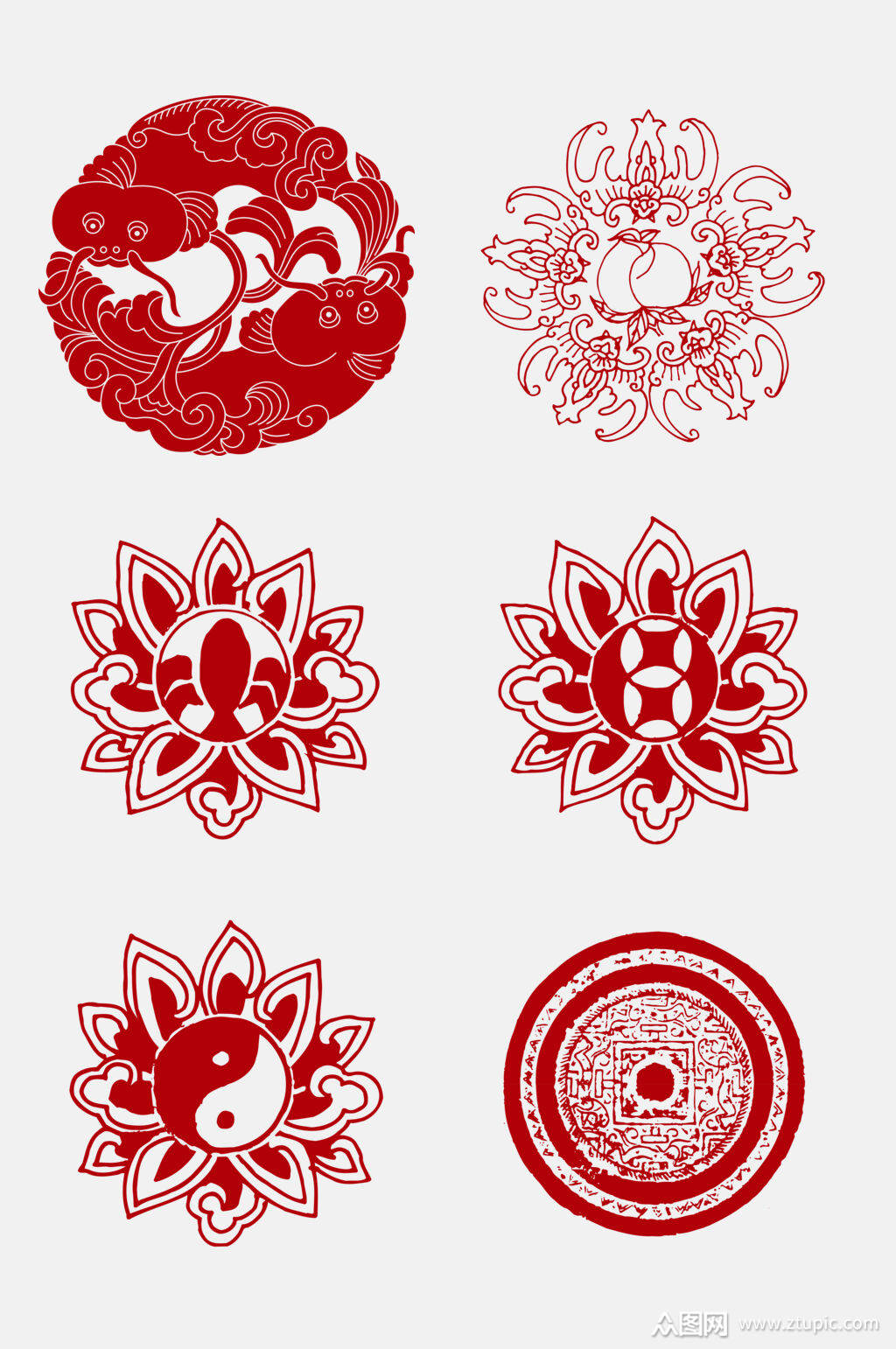 高端红色传统吉祥纹样免抠素材