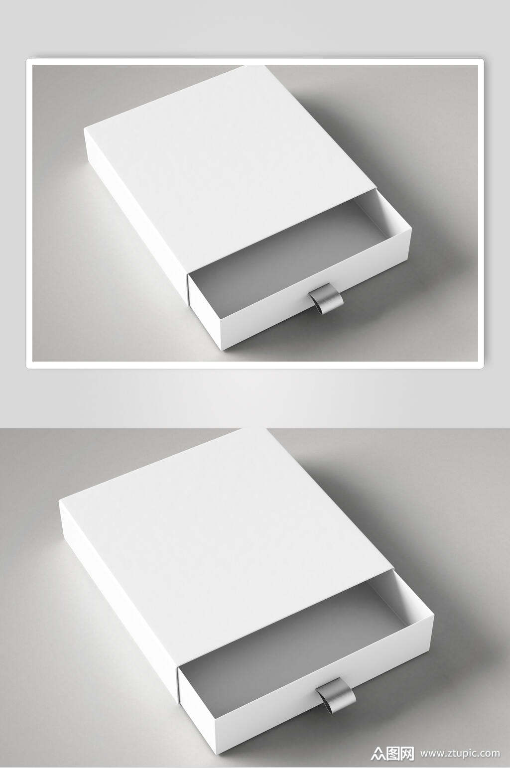 纯白色扁大方形大气抽拉式套盒样机模板下载-编号3650161-众图网