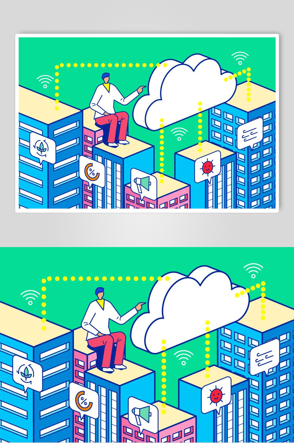 扁平化人工智能插画矢量素材素材