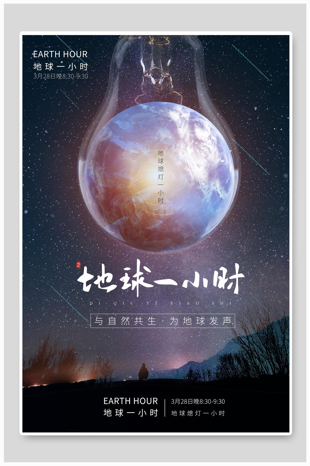 创意地球一小时海报素材