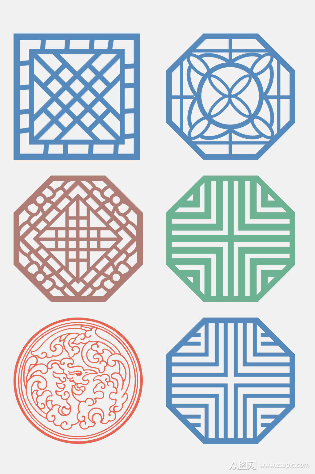 中式古典传统图案免抠素材