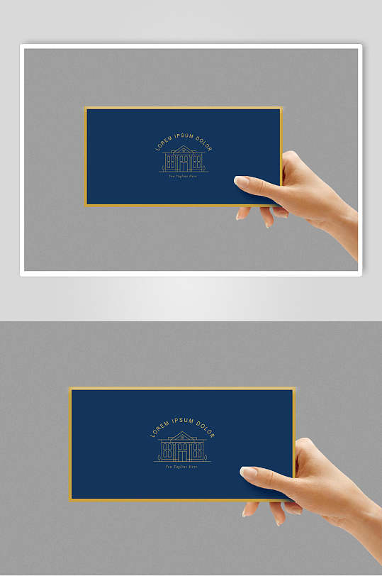 蓝色英文卡片样机-众图网