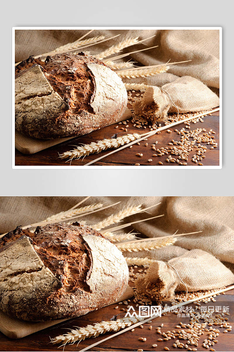 新鲜杂粮烤面包美食图片素材
