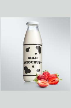 草莓味牛奶瓶装样机