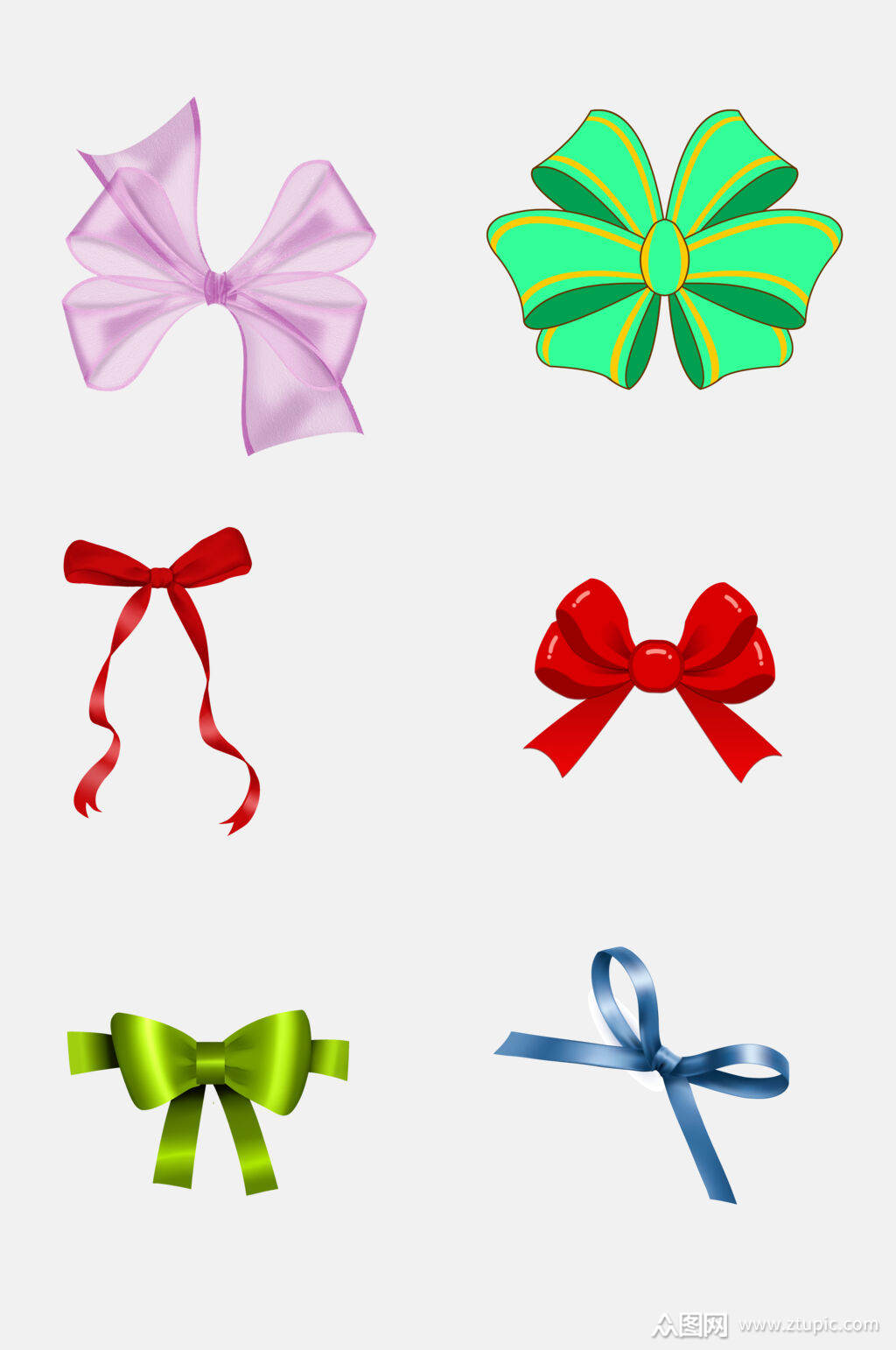 炫彩蝴蝶结礼品丝带免抠素材