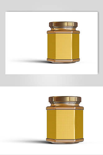六边形玻璃蜂蜜罐头瓶样机
