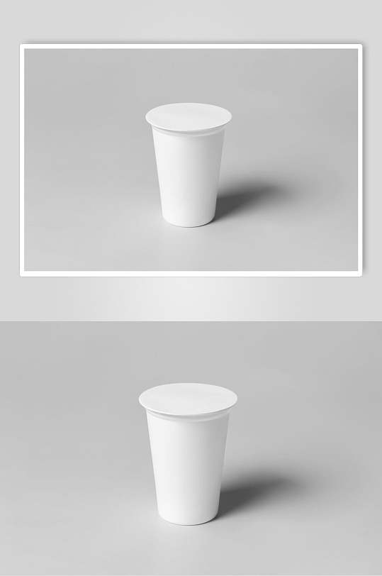 简洁白色一次性纸杯牛奶包装样机