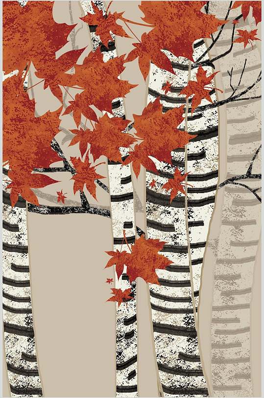 枫叶森林自然背景素材-众图网