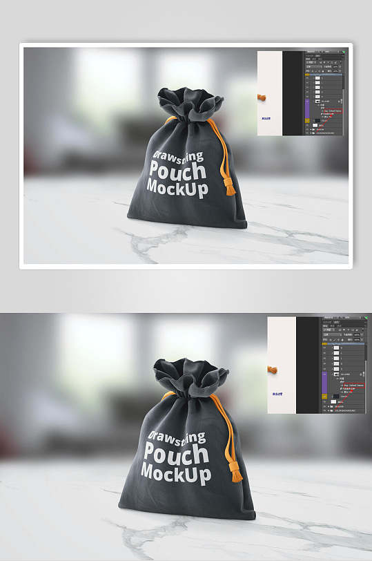 黑色束口袋样机