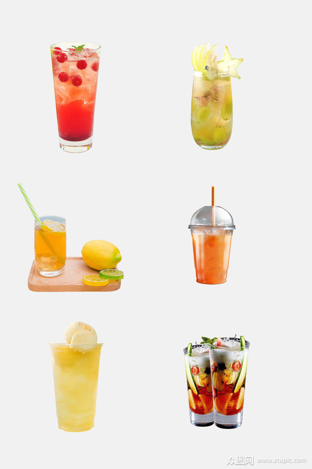 新鲜美食果汁奶茶饮品免抠素材