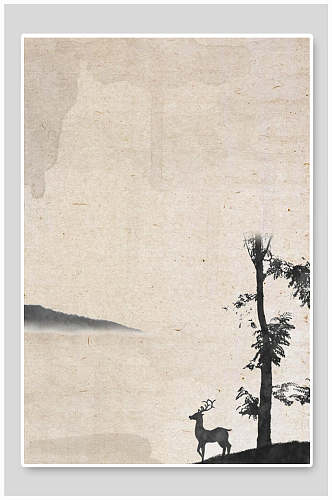 鹿中国风书画背景
