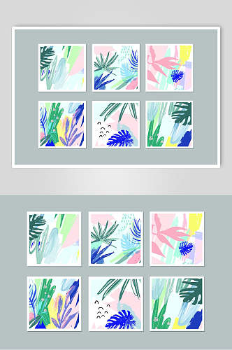 清新抽象花卉植物卡片矢量素材