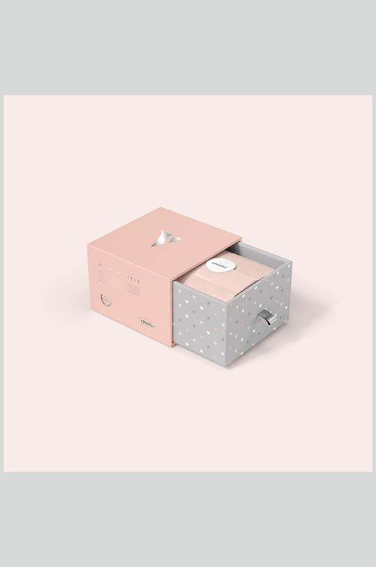 清新唯美粉色包装盒纸袋样机效果图