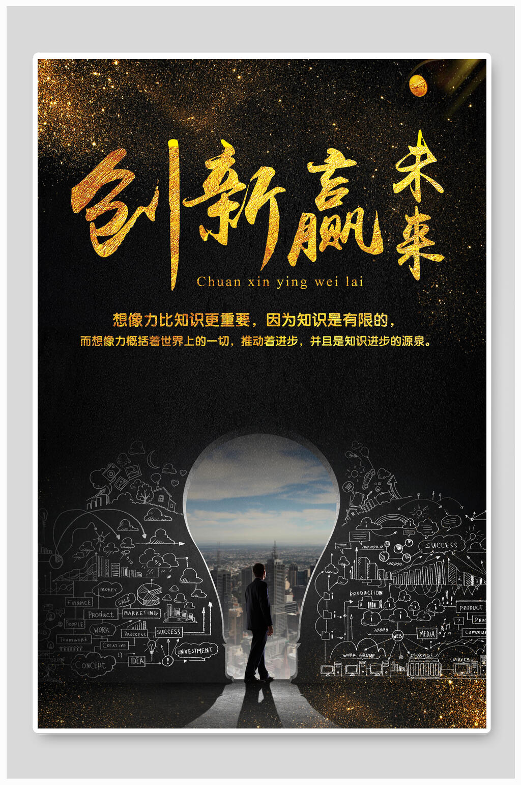 黑金创新赢未来企业励志海报素材