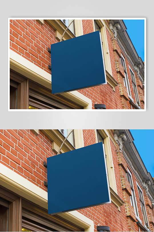 蓝色正方形海报样机