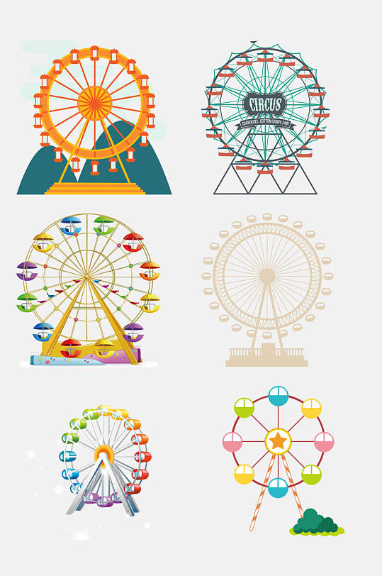 唯美摩天轮游乐园免抠 设计元素