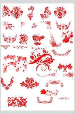 中国风红色优雅手账花纹素材