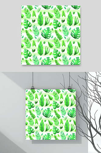 清新绿色手绘扁平植物矢量素材