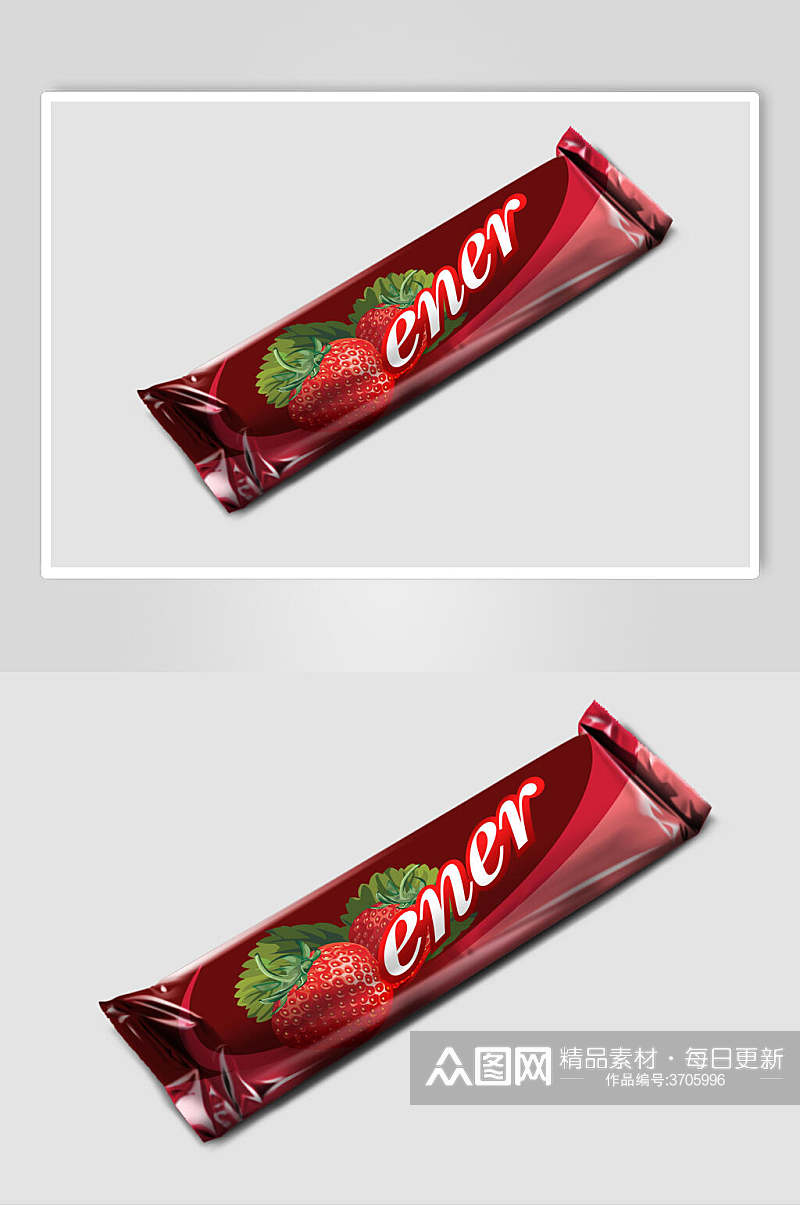 红色巧克力口香糖包装样机素材