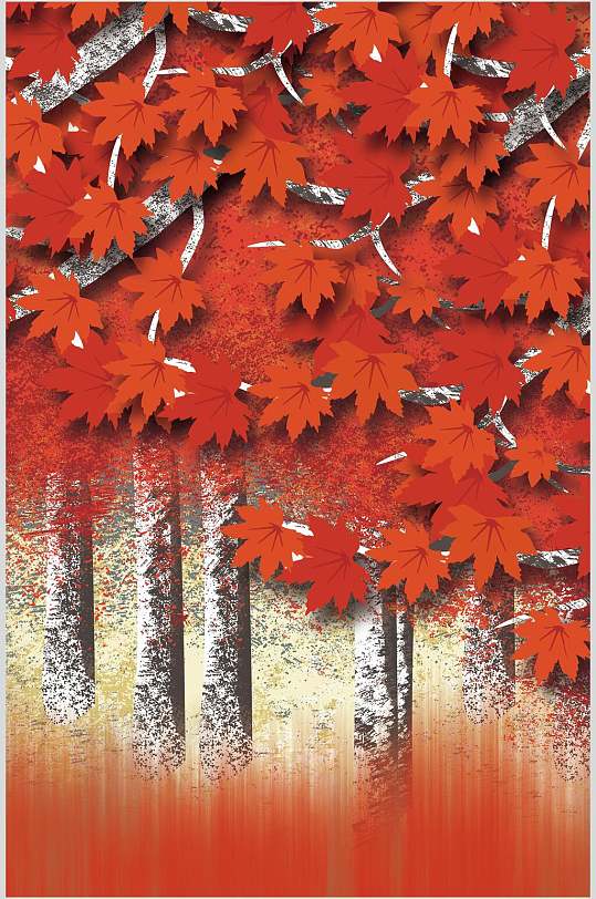 唯美枫叶森林自然背景素材-众图网