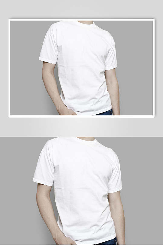 图案设计白色短袖印花t恤样机