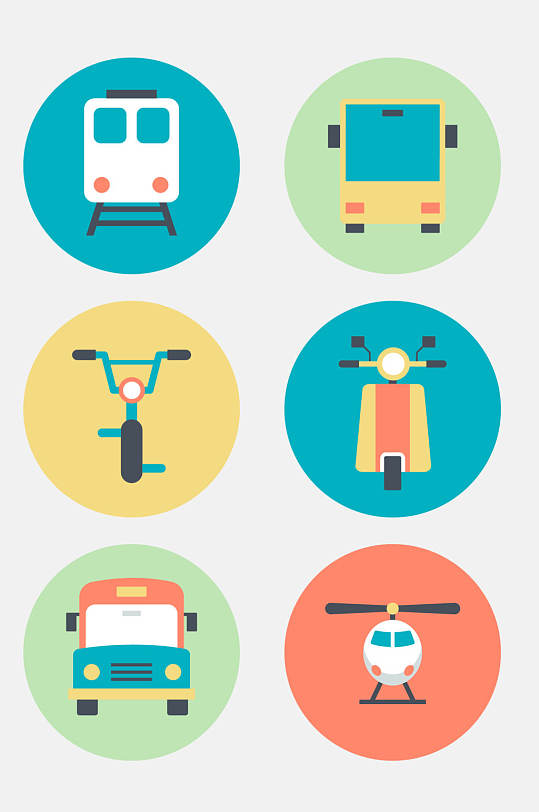运输交通工具图标6种素材