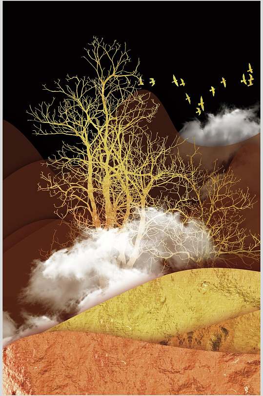 精致森林自然背景元素-众图网