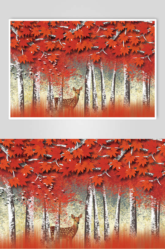 枫叶森林自然背景元素-众图网