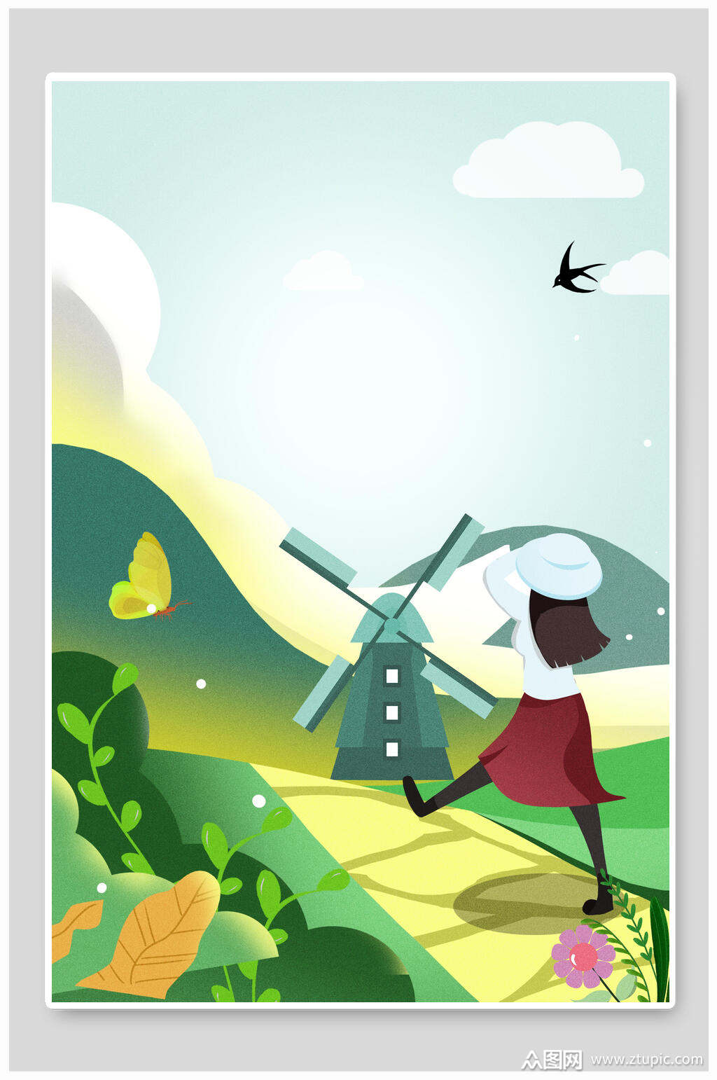 春季踏青春天海报背景素材