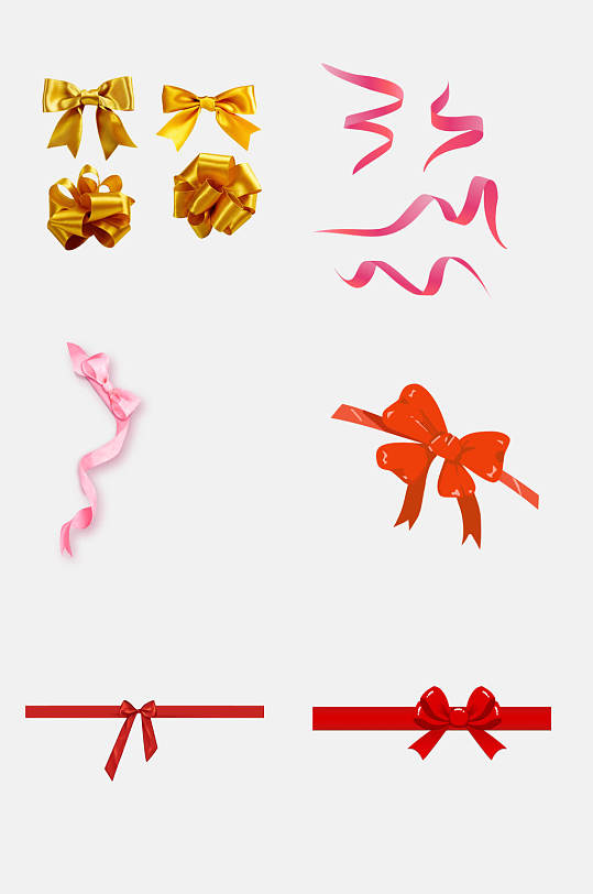简洁大气蝴蝶结礼品丝带免抠素材
