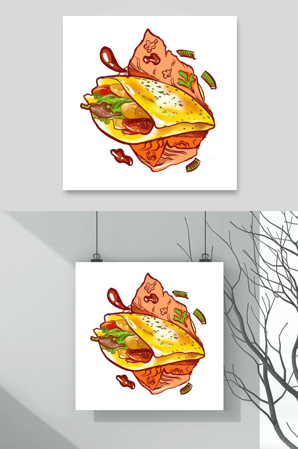 正宗美味煎饼果子美食插画素材素材