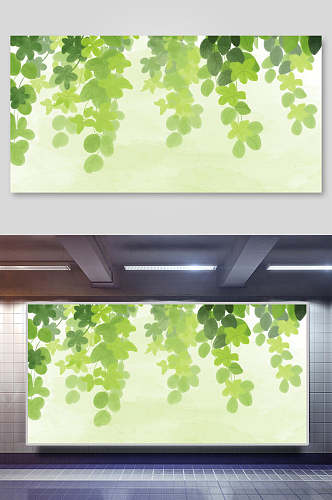 绿色叶子背景素材展板