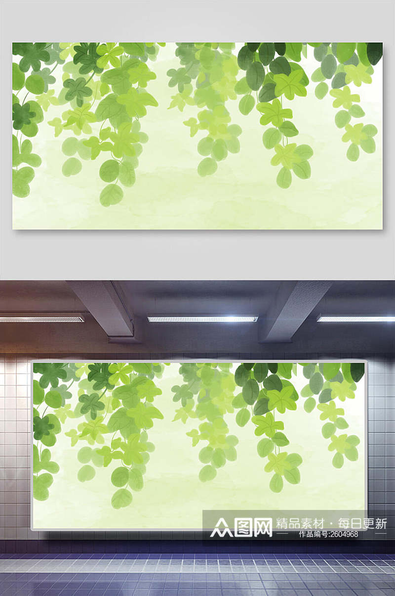 绿色叶子背景素材展板素材