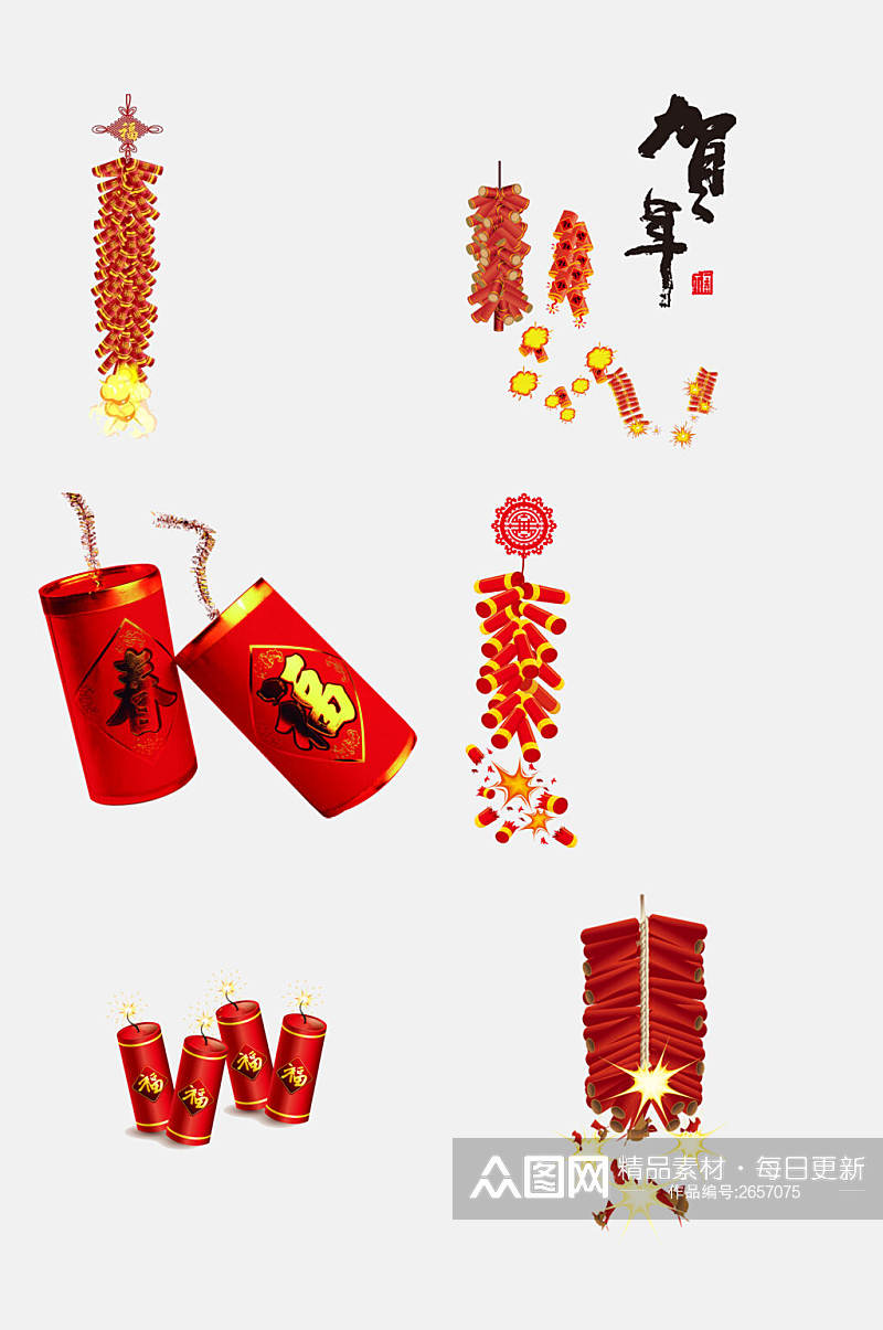 中国风春节新年鞭炮免抠素材素材