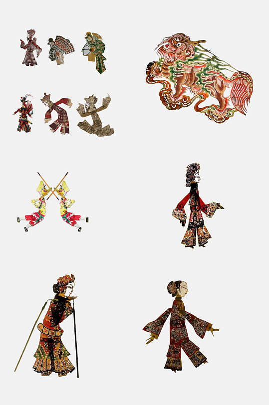 民族风皮影戏非遗文化免抠素材