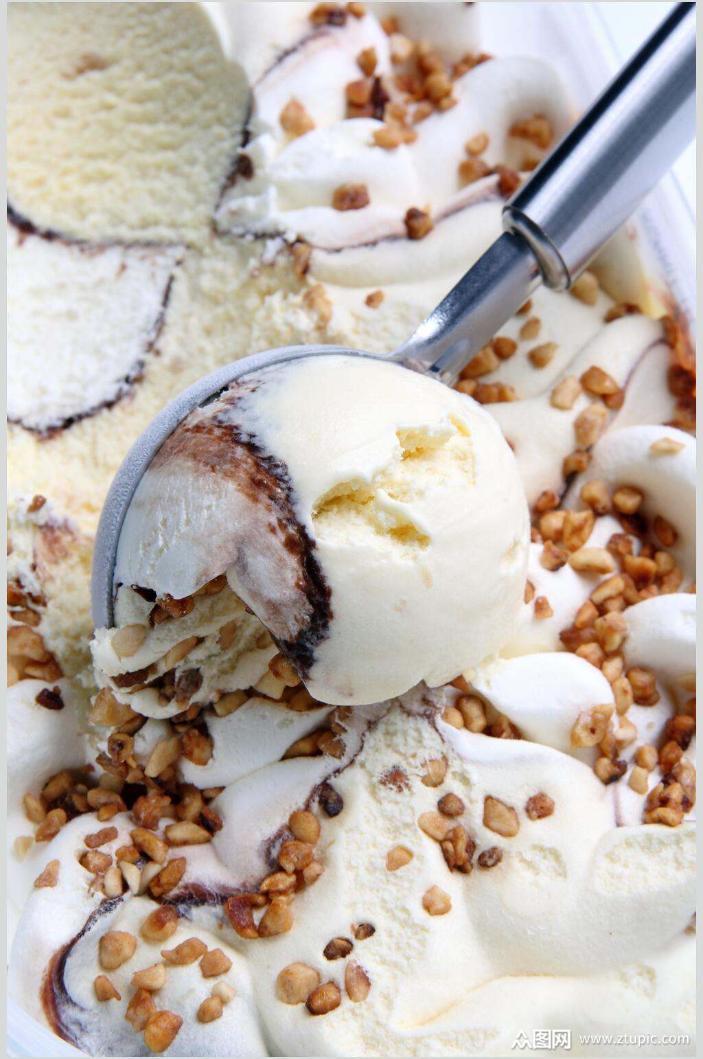 坚果冰淇淋食品摄影图片