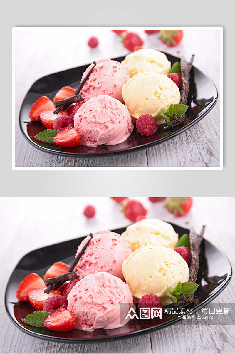 健康美味水果冰淇淋摄影图片素材