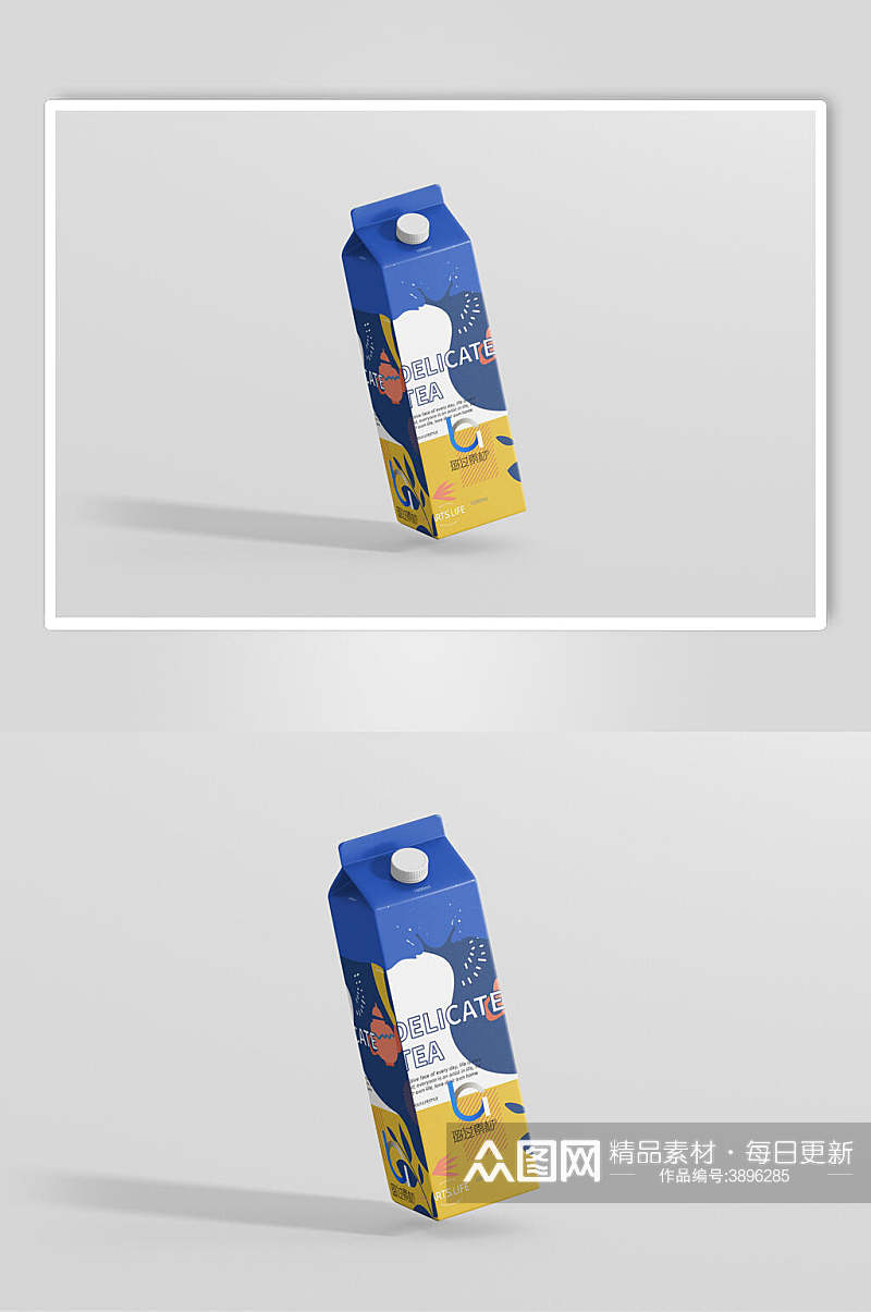 饮料果汁长方形牛奶包装纸盒样机素材