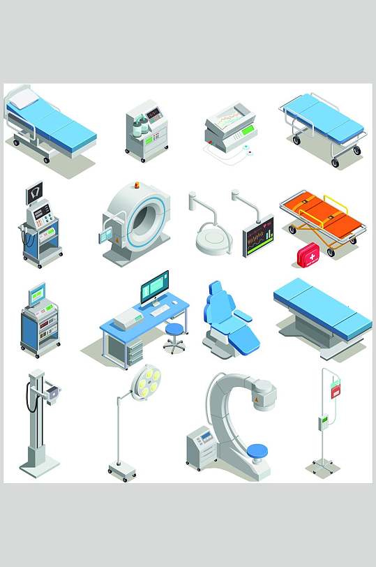 扁平化医疗器械矢量场景素材