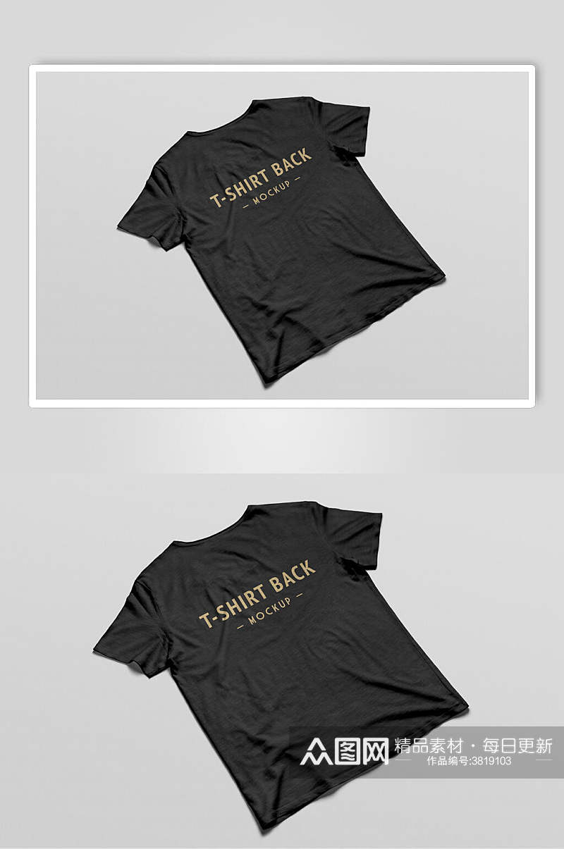黑色极简英文logoT恤短袖衣服样机素材