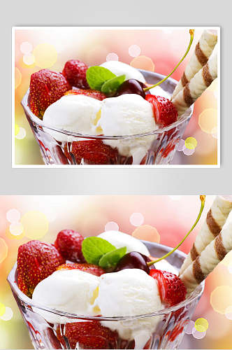 香浓美味水果冰淇淋摄影图片