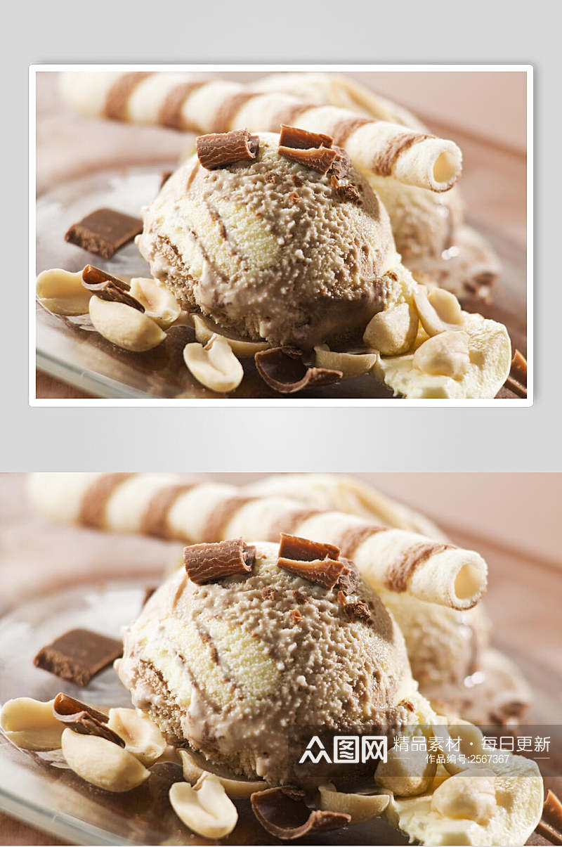 巧克力坚果冰淇淋食品图片素材