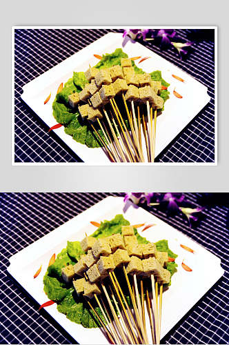 健康美味豆腐烧烤串串美食高清图片