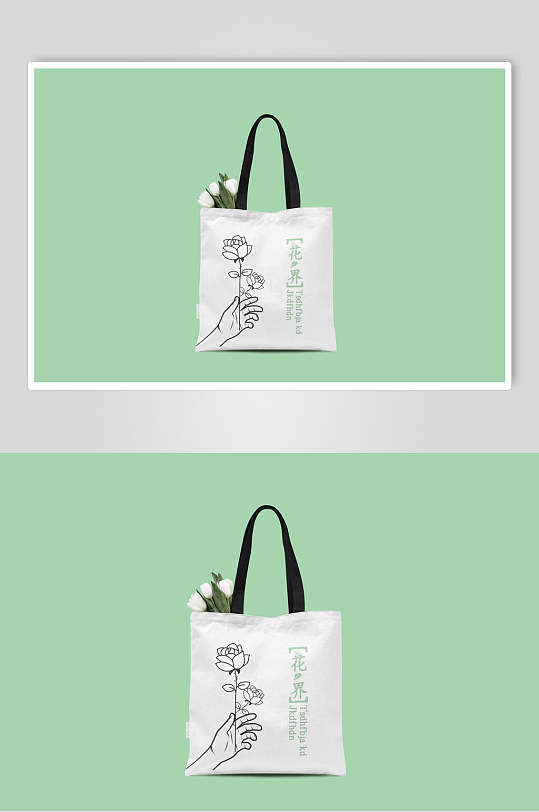 手绘简约帆布袋品牌样机-众图网