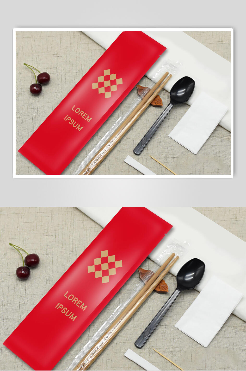 红色高端筷子外卖一次性餐具样机素材