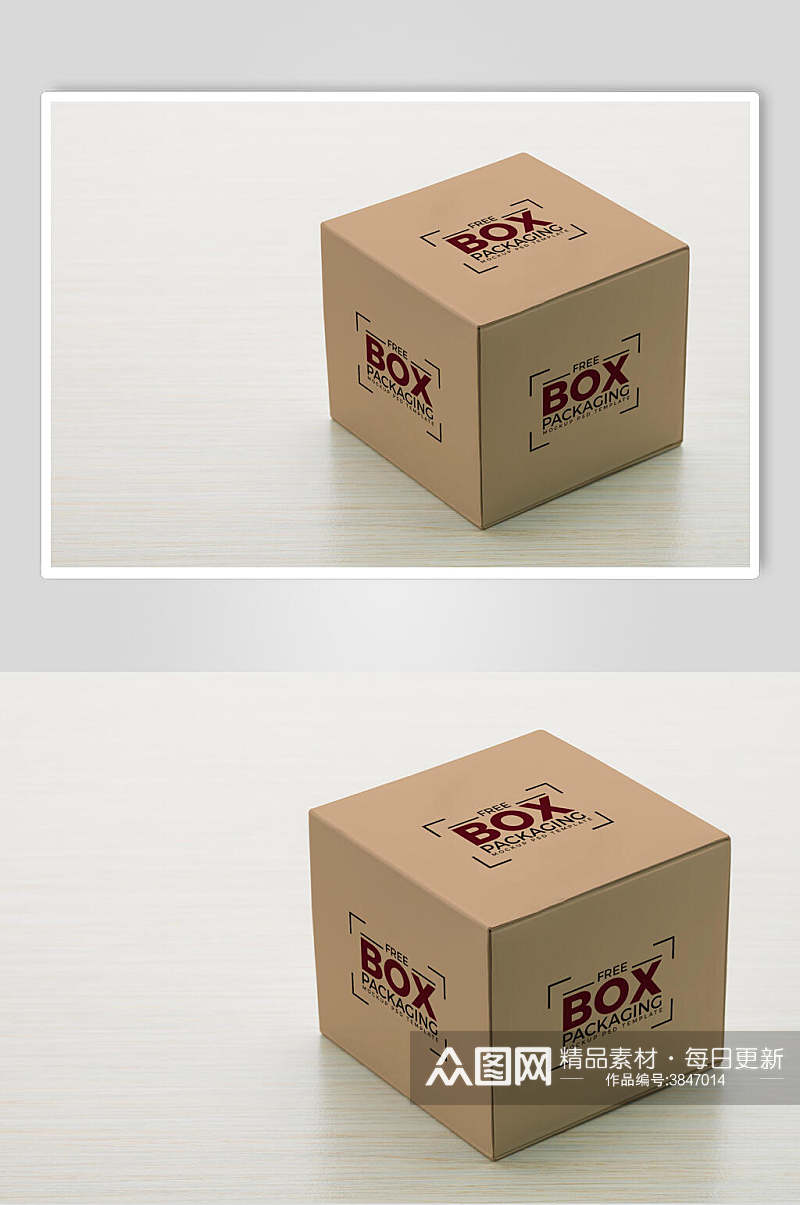 极简原色四方纸盒纸箱样机素材