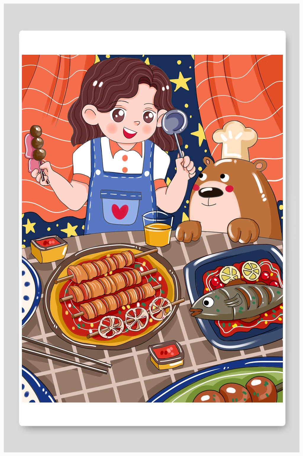 串串夏日美食插画素材素材
