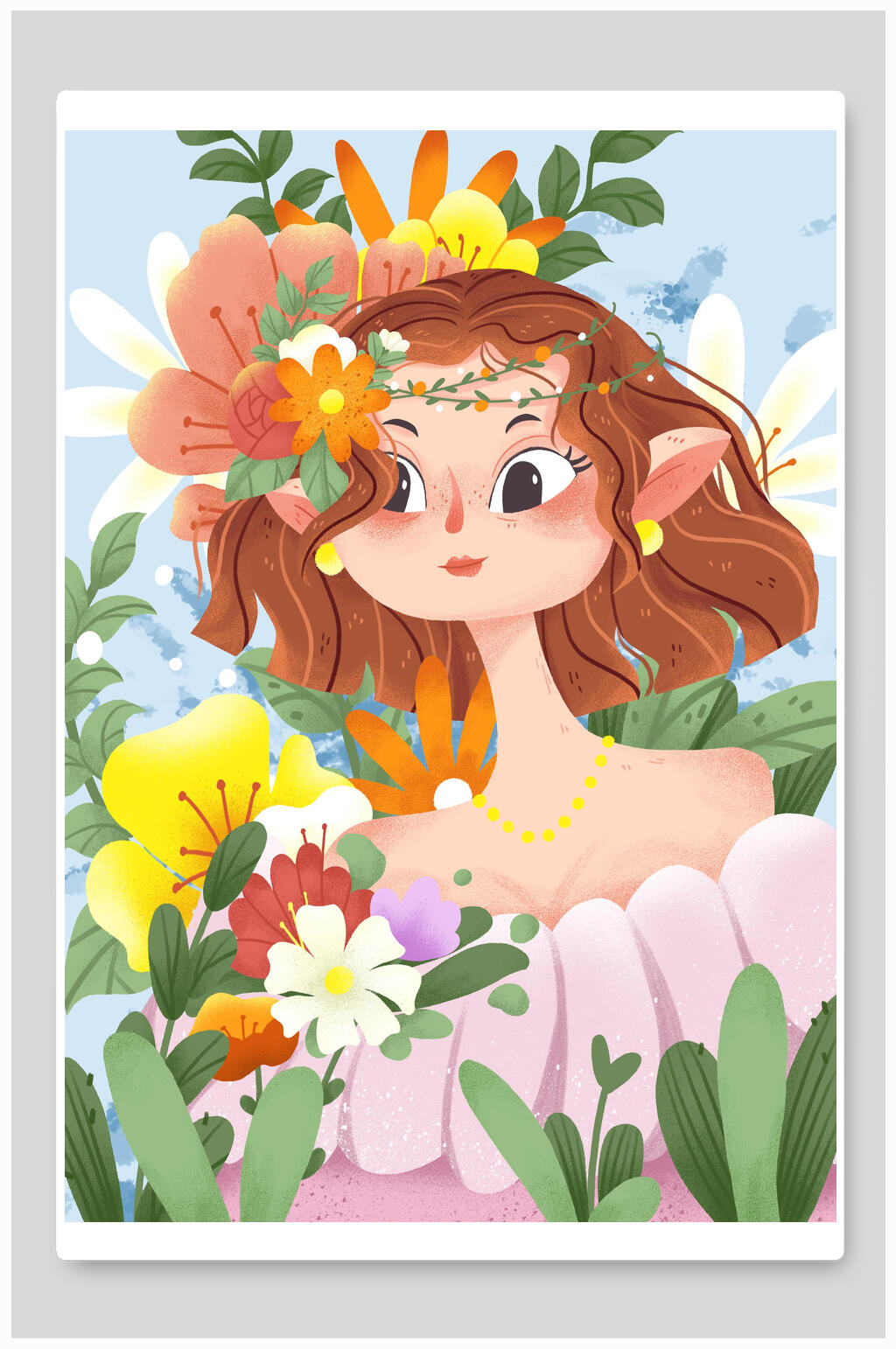 唯美花卉立春插画素材素材