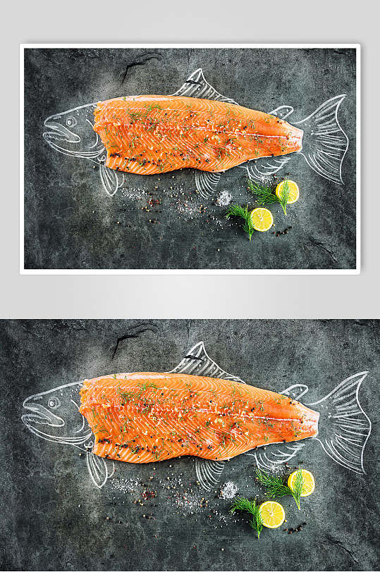 创意手绘三文鱼寿司餐饮图片